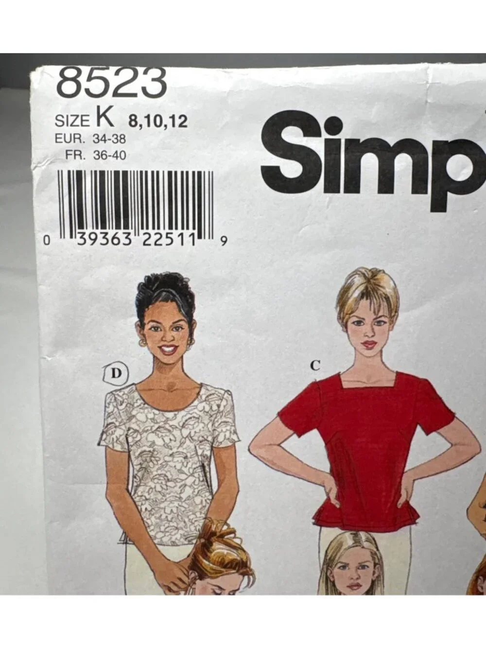 Simplicity 8523 Sewing Pattern Misses Shirt Size 8 10 12 Pullover Uncut